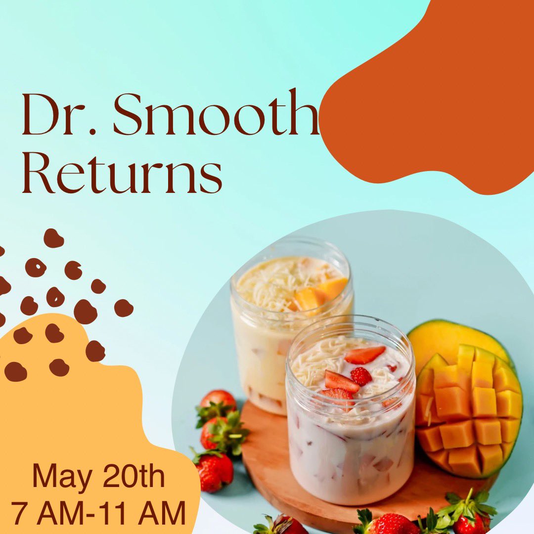 AlleghenyWirl's tweet photo. “Dr. Smooth Returns for Earthquake Relief”

Date: Saturday, May 20th, 2023

Cost:
$5.00 smoothie
$3.00 for Turkish coffee

-Smoothies
Blueberry Blast
Pineapple Ginger
Mango Lassi
-Turkish Coffee 
#WiRL  #DrSmoothIsBack https://t.co/tYlDnNCs96