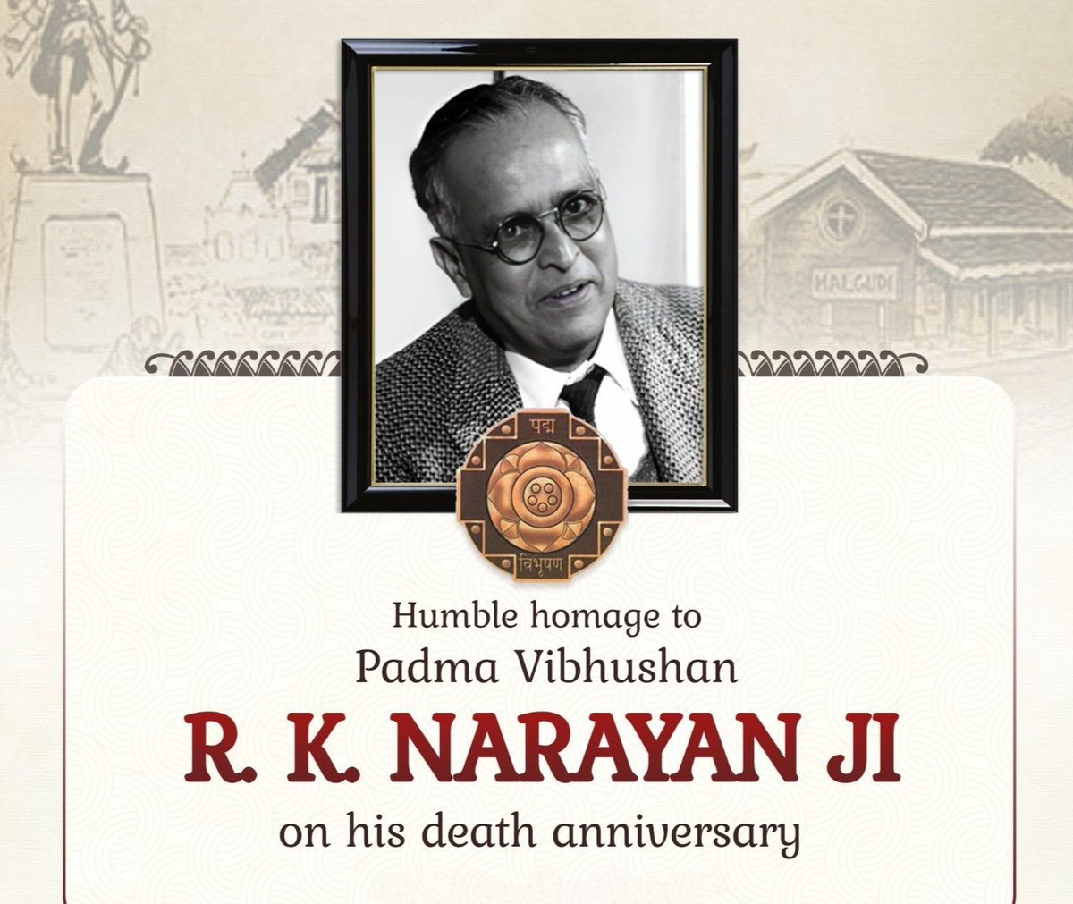अंग्रेजी साहित्य के प्रसिद्ध भारतीय उपन्यासकार पद्म विभूषण से सम्मानित आर. के. नारायण जी के पुण्यतिथि पर शत्-शत् नमन।
#rknarayan
#आर_के_नारायण
