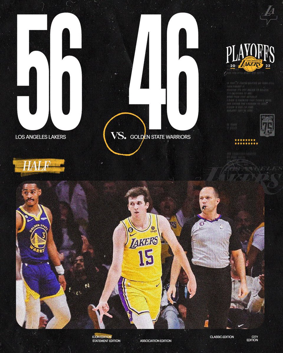 Lakers's tweet image. Halftime