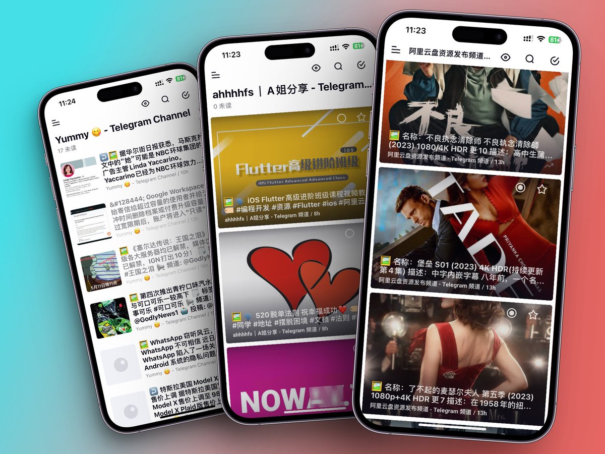 geekbb's tweet photo. 部署 #RSSHub 后,发现搭配 #Inoreader 订阅 Telegram 资源频道简直不要太方便。
https://t.co/cM8wUkZEm9 https://t.co/U9kRiJW07u