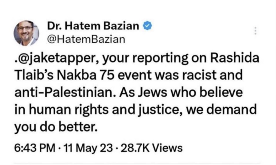 AJwshResistance's tweet image. So it turns out the anti-Zionist Jewish Voice For Peace org is actually run by NON-JEWISH Hamas affiliated Hatem Bazian…!?

He thought he was logged into the JVP Twitter account when he replied to @jaketapper pretending to be a Jew…