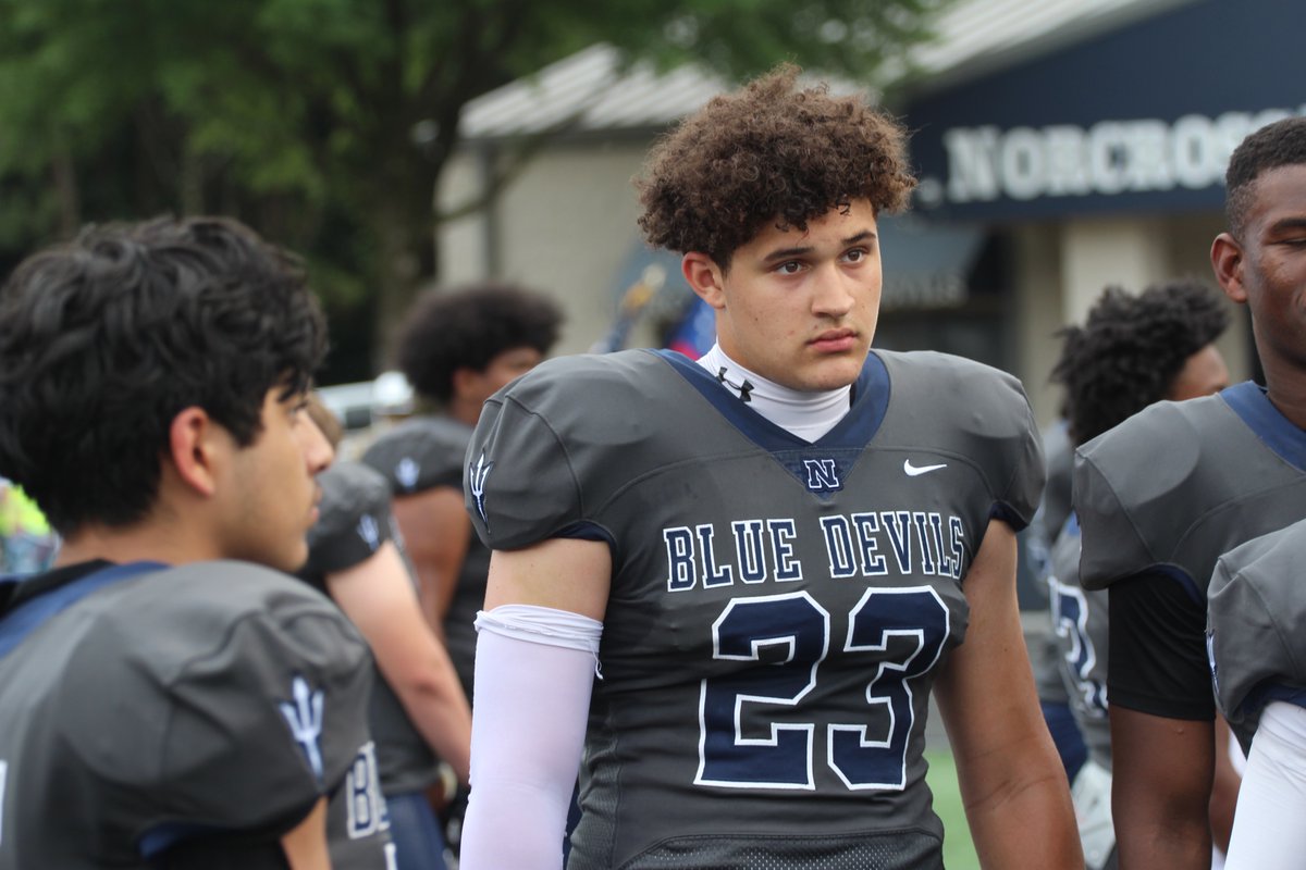 Evan Crowell (@evanvcrowell) on Twitter photo Another player I want to give a shoutout to is 2026 DE <a href="/carter_luckie/">Carter Luckie</a>. First time seeing him in person was last night - dude is every bit of his 6-5 and 240 lbs. listing.
Younger brother of UGA TE Lawson Luckie, and it seems we have another P5 Luckie at Norcross. Another player I want to give a shoutout to is 2026 DE <a href="/carter_luckie/">Carter Luckie</a>. First time seeing him in person was last night - dude is every bit of his 6-5 and 240 lbs. listing.
Younger brother of UGA TE Lawson Luckie, and it seems we have another P5 Luckie at Norcross.
