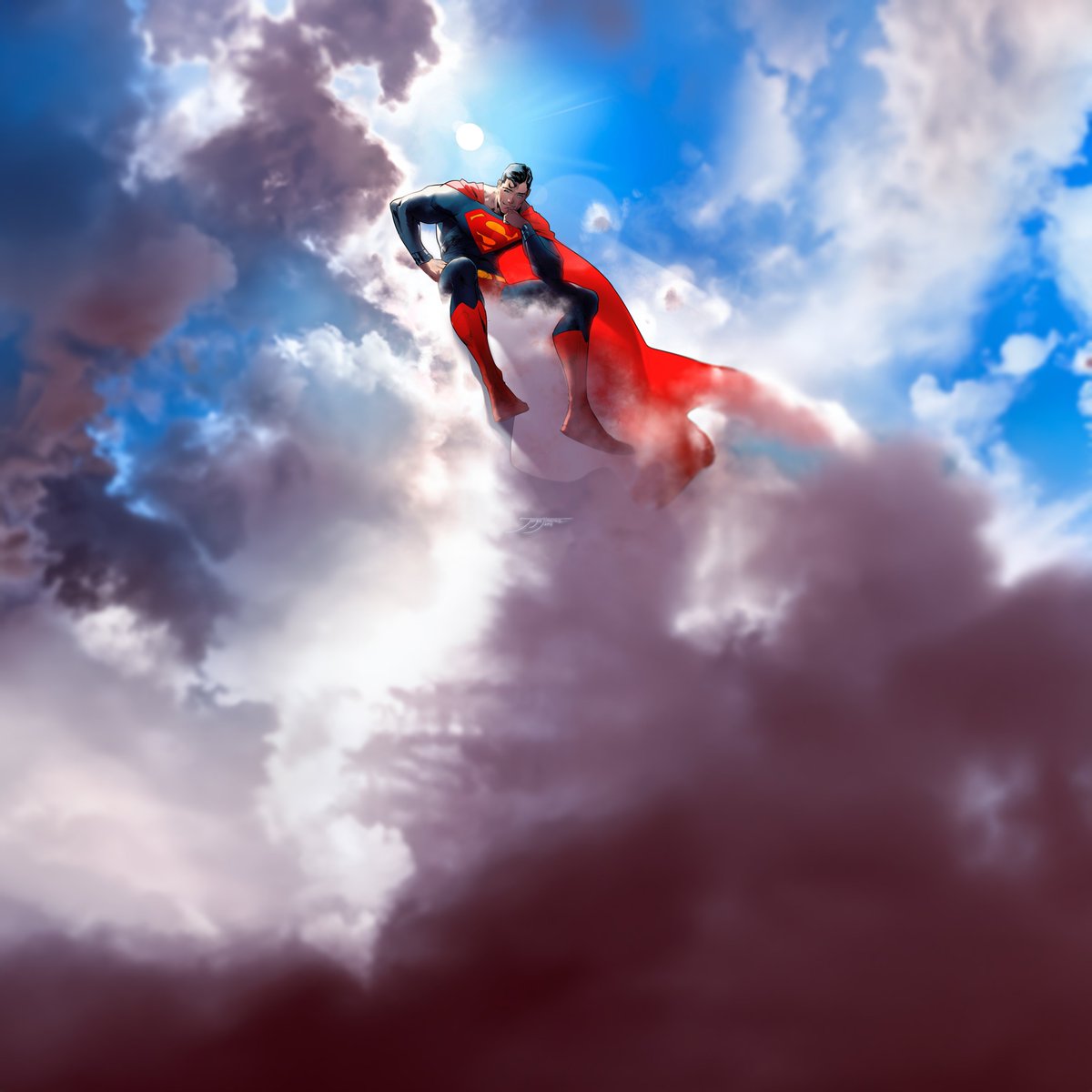 Artist Jorge Jimenez made his debut in comics in 2010 with All Summer In A Day an adaptation of the novel by the legendary Ray Bradbury, but this rendition of  #Superman is one of my favorites. 

I may have added more border clouds to it with @Photoshop