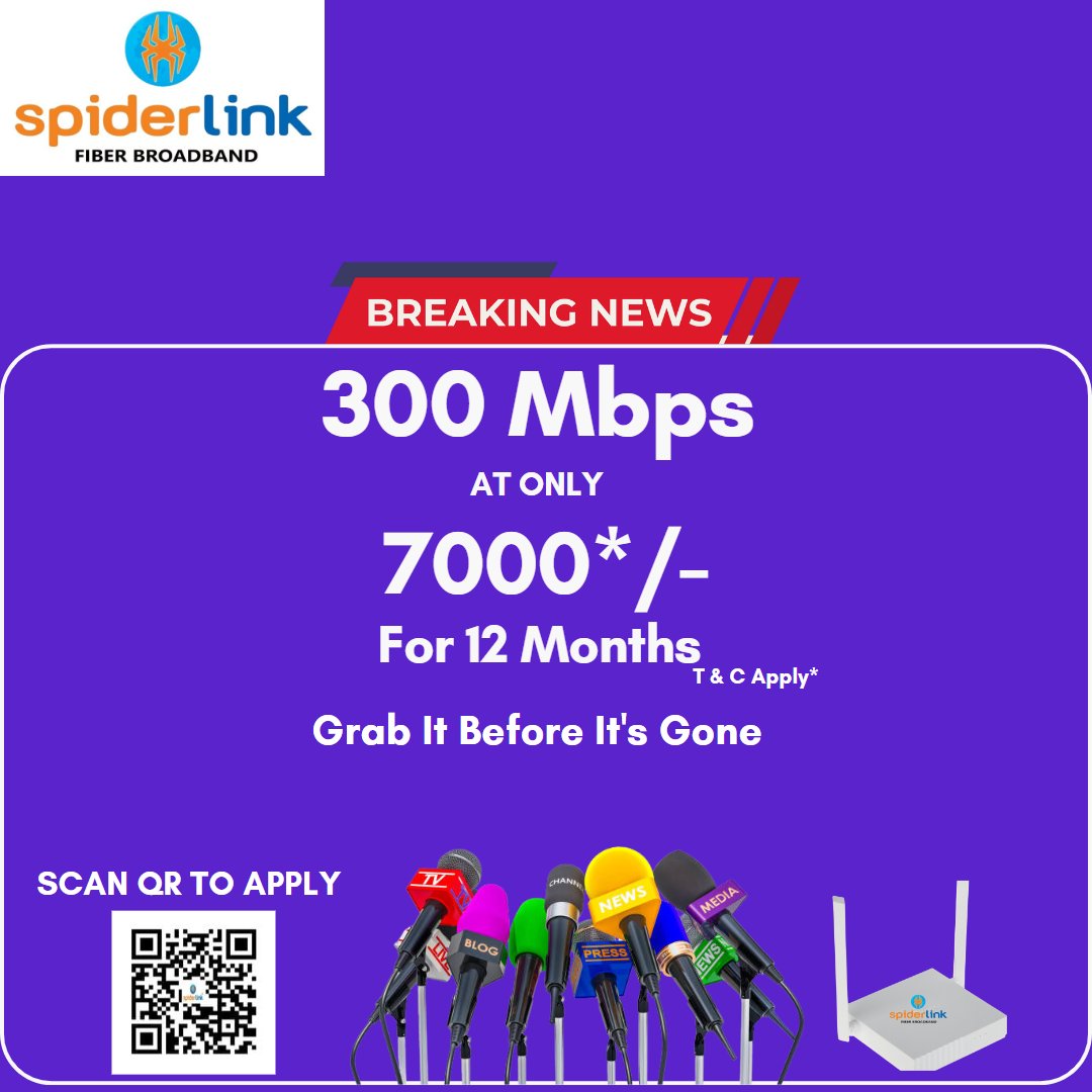 SpiderLinkIndia's tweet photo. OTT Packs Starting @99*/- GST Extra
8 OTT Apps + 350 Plus FTA Channels
Zero security
Free Installation *
Dual Band Smart ONT*(Returnable Basis)
T& C Apply
#fiberplan #Broadband #broadbandinternet #rajasthanbroadband
#bestinternetservicejaipur #bestplanoffiber #spiderlinkfiber https://t.co/pMgvl9avOp