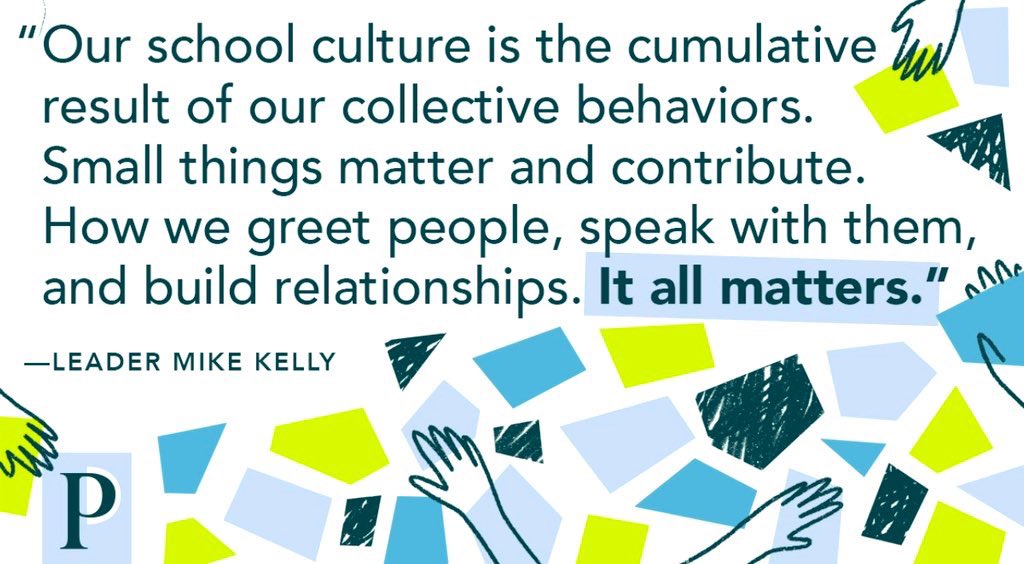 My monthly message at staff meetings… it is our collective responsibility to protect our school culture! 
 #smallthingsmatter