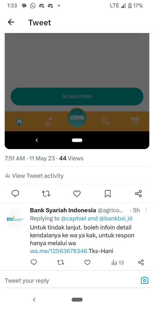 captoel's tweet photo. Hati-hati nih buat nasabah @bankbsi_id

Masalah yang menimpa BSI saat ini dimanfaatkan pihak-pihak yang tidak bertanggung jawab. Jangan sampai ketipu ya? Ini bukan akun WhatsApp resmi BSI.

#bsi #bsierror #bsidown #bsimobile https://t.co/xAC1jLRbjt
