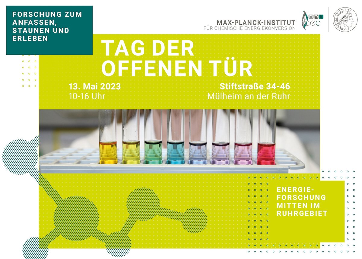 💡Join us this Saturday at our Open Day from 10am to 4pm and experience the chemistry we do! Our director Prof. Leitner will hold an experimental lecture 'Fire & Ice' at 11.30am and 2pm and give you an insight in our work🔥🧊. More information 👇 cec.mpg.de/en/detail-view…