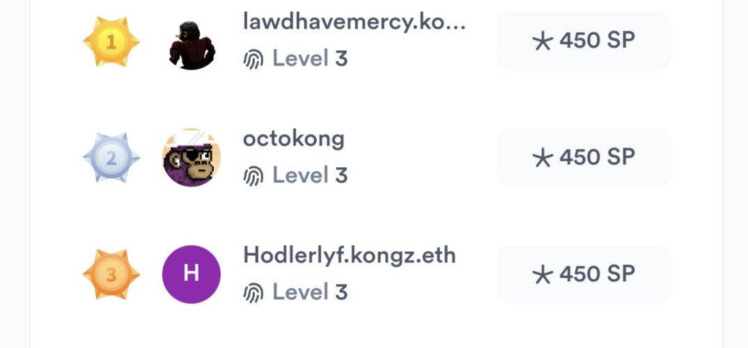 illest_thriller's tweet photo. Don't know how long this will last but today is my victory for @CyberKongz @ShuttleBayXYZ nft giveaway now if I can only hold this spot for 2 weeks I'm good ooh! #NFTGiveaways #numba1 #kongz https://t.co/xmunvhCzwA
