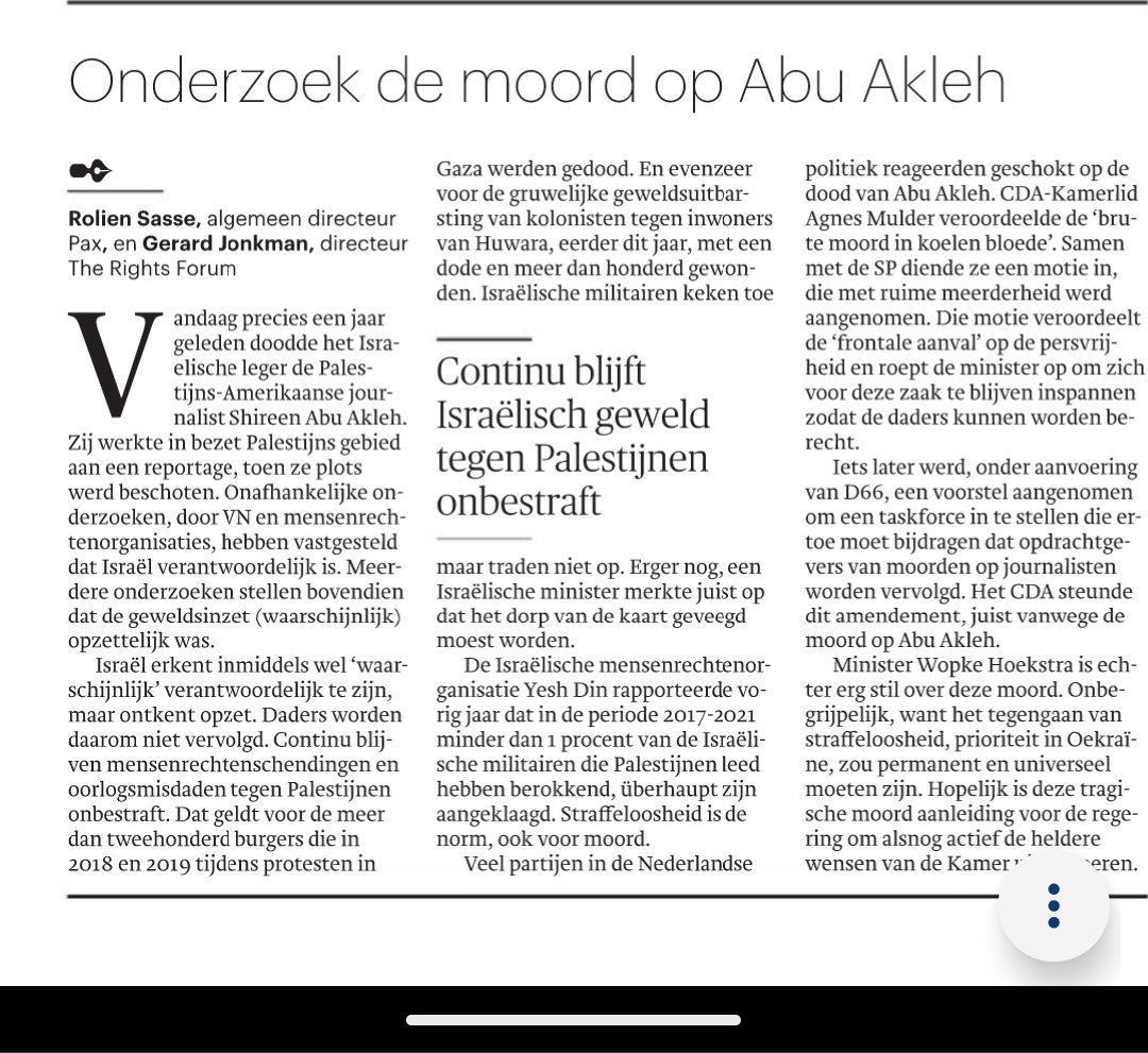 JonHuus's tweet photo. Een jaar later. Kamerleden die vorig jaar verontwaardigd waren over het doden van journaliste
#shireenabuakleh hebben inmiddels een nieuwe baan. Er is geen zak gebeurd. Opinie van @gerard_beirut en @RolienSasse. https://t.co/5IOjUtlANy