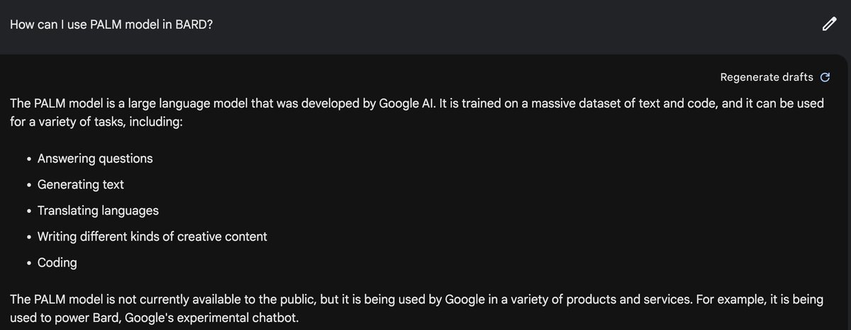 genkAIjokyo's tweet image. BARDの履歴をBARD activityで見るとまだLaMDAモデルのようです...

でもぱっと見、当初よりは賢くなっている印象はします