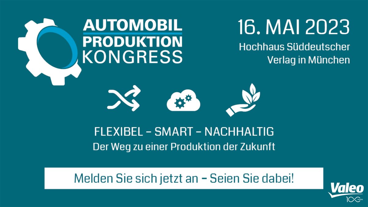 ValeoDE's tweet photo. Save the Date: #Valeo auf dem #AutomobilProduktionKongress am 16. Mai 2023 in München! Markus Hein, Senior Site General Manager des Werks Wemding, hält einen Vortrag zum Thema "Der Weg zur Perfektion - Designed in Wemding - Made for Future". Melden Sie sich jetzt an! @amn_news_de https://t.co/o9Ho8XQMrT