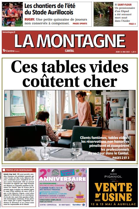 lamontagne_15's tweet photo. Bonjour, à la une jeudi, les réservations non honorées dans la restauration pénalisent les professionnels dans le Cantal ; le corps d'un nonagénaire retrouvé noyé dans l'Ander ; une projection de ce qui attend le Stade Aurillacois l'an prochain. Bonne journée. #cantal #aurillac https://t.co/jVGCOdeu3k