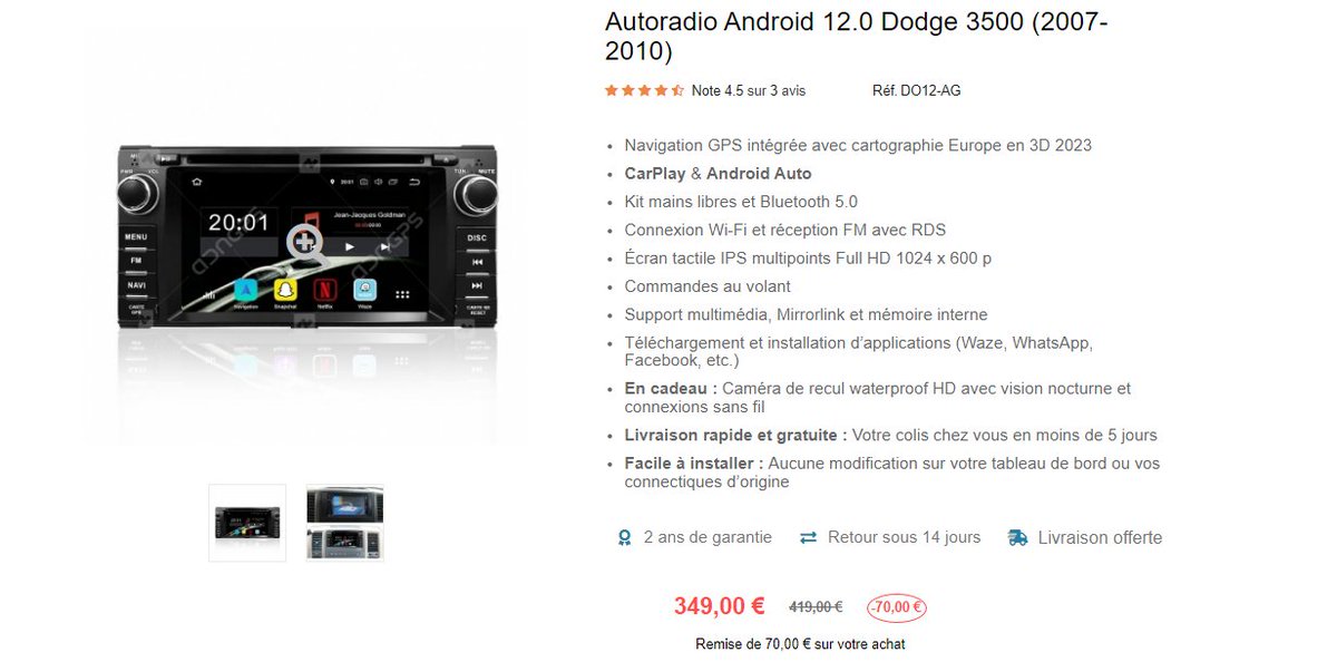 AdnGps's tweet photo. Autoradio Android 12.0 Dodge 3500 (2007-2010) https://t.co/HWm9EOJRe8