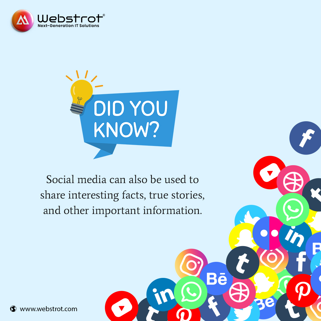 Sharing intriguing facts, factual stories, and other significant information can also be done on social media.

#DidYouKnow #didyouknowfacts #DidYouKnowThis #didyouknowthat #didyouknowdaily  #KyaAapJanteHain #itcompanydewas #itcompanyindia #itcompany #itservices #webstrot