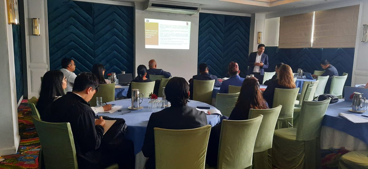 NDRRMA_Nepal's tweet photo. Dr.Pawan K. Sah,Senior Medical Superintendent at the @mohpnep, shed light on the importance of Anticipatory Action(AA) in emergency situations &amp; emphasized that an AA Plan could play a crucial role in minimizing the impact of losses. Discussion on Health Related Hazards #NDAA2023 https://t.co/oxTsk3bUoQ