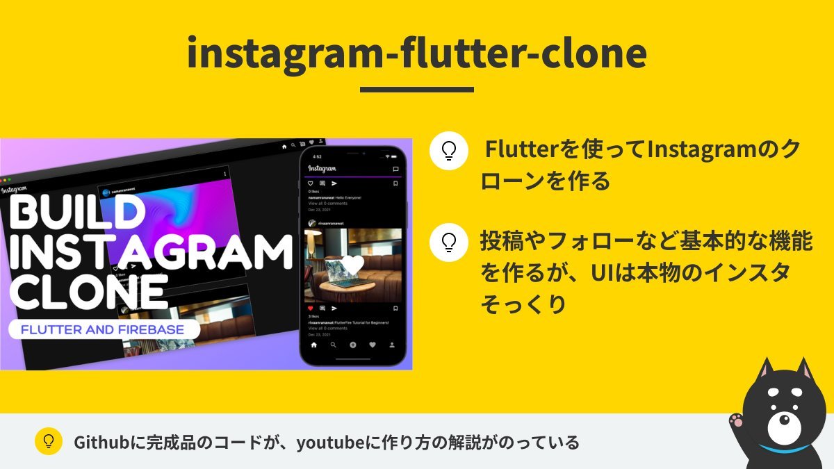 shiba_program's tweet photo. Progateの次は何やったらいいのかわからない...

そう悩んでるプログラミング初心者の方に、実務に近いサービスを作ったり、作業ができる教材まとめました！

インスタやNetflixなど、有名アプリのクローンは作っててめちゃ楽しいし人にもちょっと自慢できる

少し難しくてもぜひチャレンジしてみて！ https://t.co/YzjGgECAKh