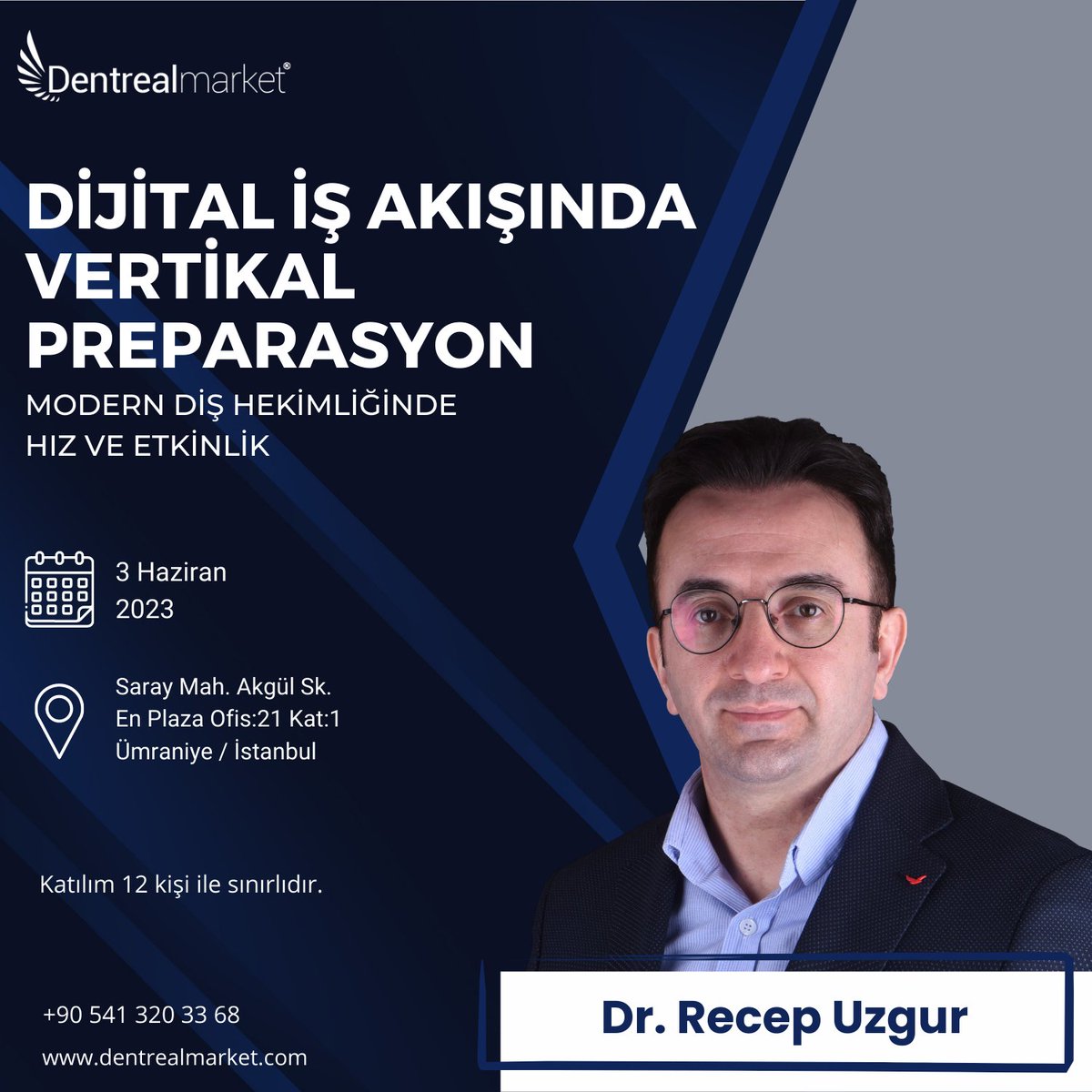 Dentrealmarket's tweet image. 3 Haziran'da Dr. Recep UZGUR hocamızın düzenleyeceği ''Dijital İş Akışında Vertikal Preparasyon, Modern Diş Hekimliğinde Hız ve Etkinlik'' kursumuzun kayıtları devam ediyor!

📞0541 320 33 68 
📍Kayıt ve bilgi için; zurl.co/2OF4

#vertikal #dentrealacademy #preparasyon