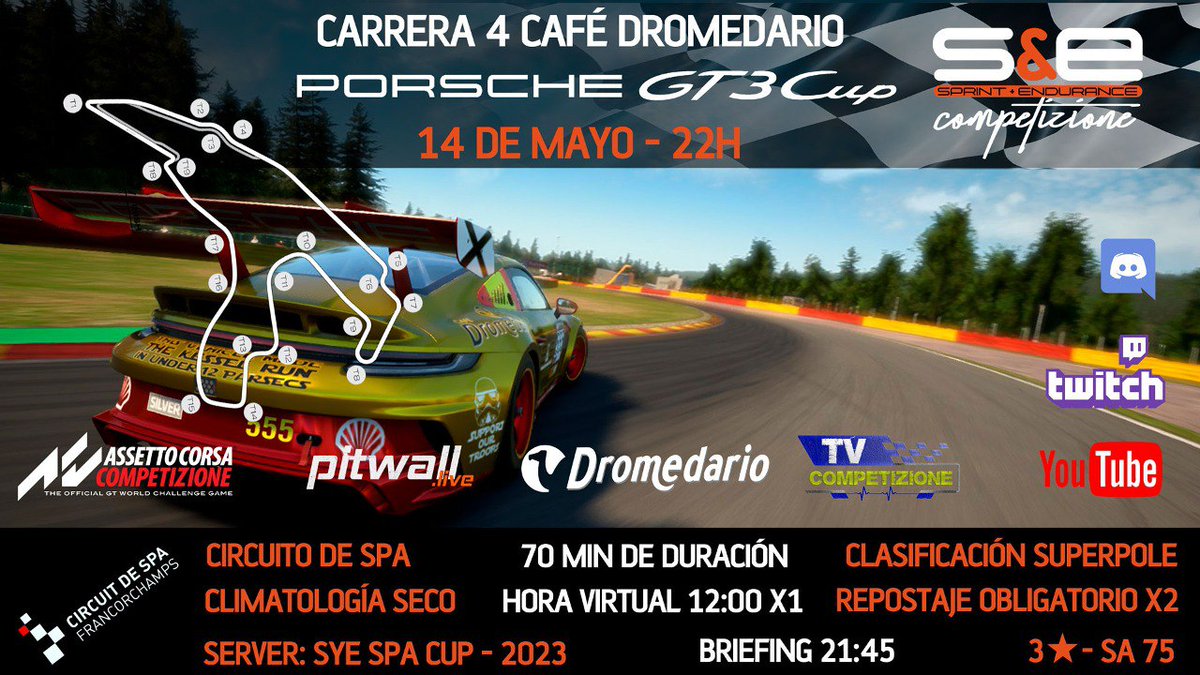 Cuarta y última carrera del Campeonato cafedromedario.com
Cuatro pilotos con opciones de llevarse el triunfo del campeonato.
Todos atentos a <a href="/Tvcompetizion/">TV COMPETIZIONE</a> este domingo.
Por cierto......
Ya falta poco......
Tic tac...... Tic tac.....