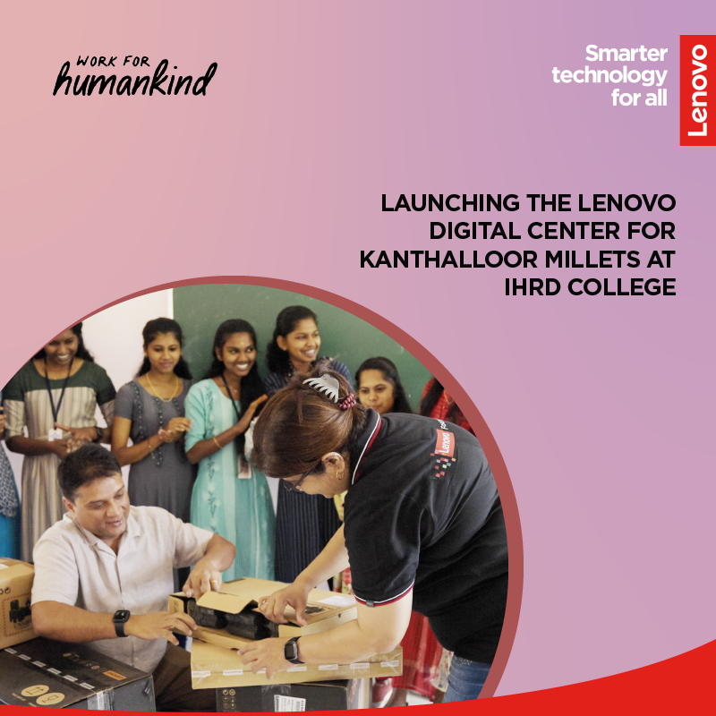 Lenovo_in's tweet photo. This #NationalTechnologyDay we launch the Lenovo Digital Center at IHRD College, Kanthalloor. Powered by smarter technology, the Centre will become a hub to connect the region to India's millet revolution. #WorkForHumankind https://t.co/LkjUBzg0fu