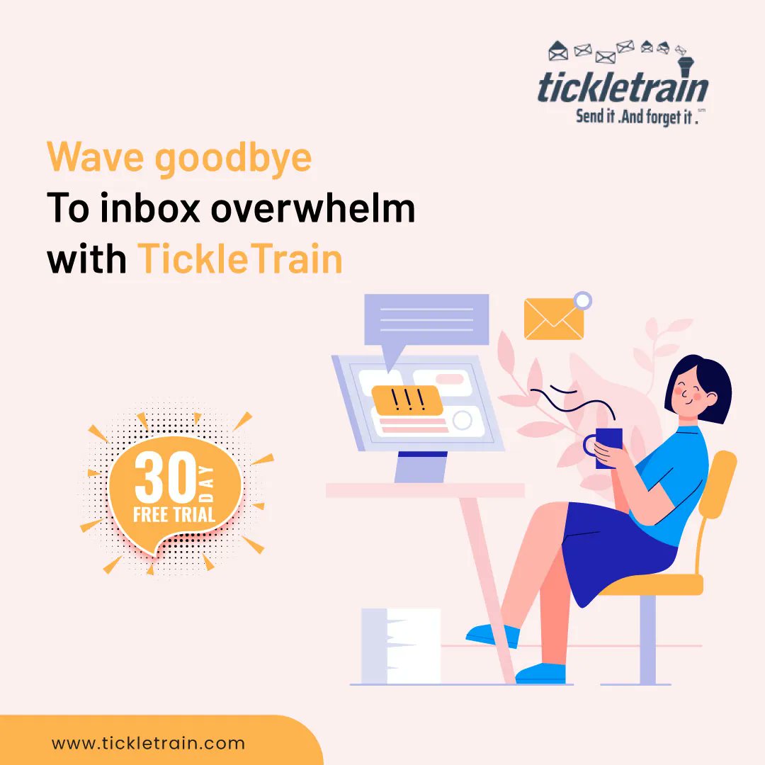 TickleTrain helps you bid farewell to inbox clutter and hello to organized bliss. 

#TickleTrain #EmailMarketing #EmailMarketingTool #EmailManagement #EmailTips #EmailMarketingCampaigns #EmailAutomation #AutoFollowUp #EmailFollowupTool #EmailTracking #EmailManagementTool