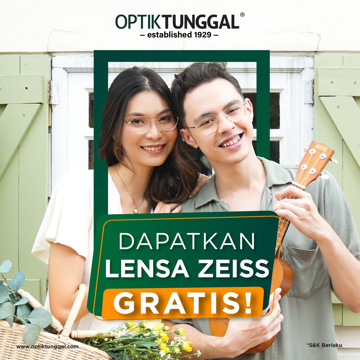 Penawaran terbaik hanya di Optik Tunggal! Beli frame, GRATIS Lensa ZEISS!
⠀⠀⠀⠀⠀⠀⠀⠀⠀
Ya, setiap membeli frame di store Optik Tunggal [Nama Mall] maka Anda akan langsung mendapatkan Lensa ZEISS Duravision Silver senilai Rp1.275.000,-, GRATIS!
⠀⠀⠀⠀⠀⠀⠀⠀⠀
S&amp;K berlaku