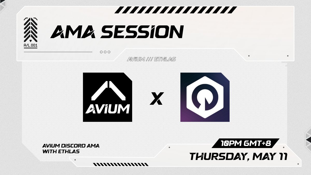 Avium Origins (@aviumorigins) on Twitter photo We're hosting an AMA with <a href="/Ethlas_Official/">Ethlas 🌐</a> on our Discord server! Come and ask your burning questions about this innovative Web3 gaming project. See you there!
Speakers: <a href="/elston_ethlas/">Elston</a> <a href="/G_kongz/">gkongz.eth</a> <a href="/C_Niteheart/">SiSTAs Self-Care Collection LLC</a> We're hosting an AMA with <a href="/Ethlas_Official/">Ethlas 🌐</a> on our Discord server! Come and ask your burning questions about this innovative Web3 gaming project. See you there!
Speakers: <a href="/elston_ethlas/">Elston</a> <a href="/G_kongz/">gkongz.eth</a> <a href="/C_Niteheart/">SiSTAs Self-Care Collection LLC</a>