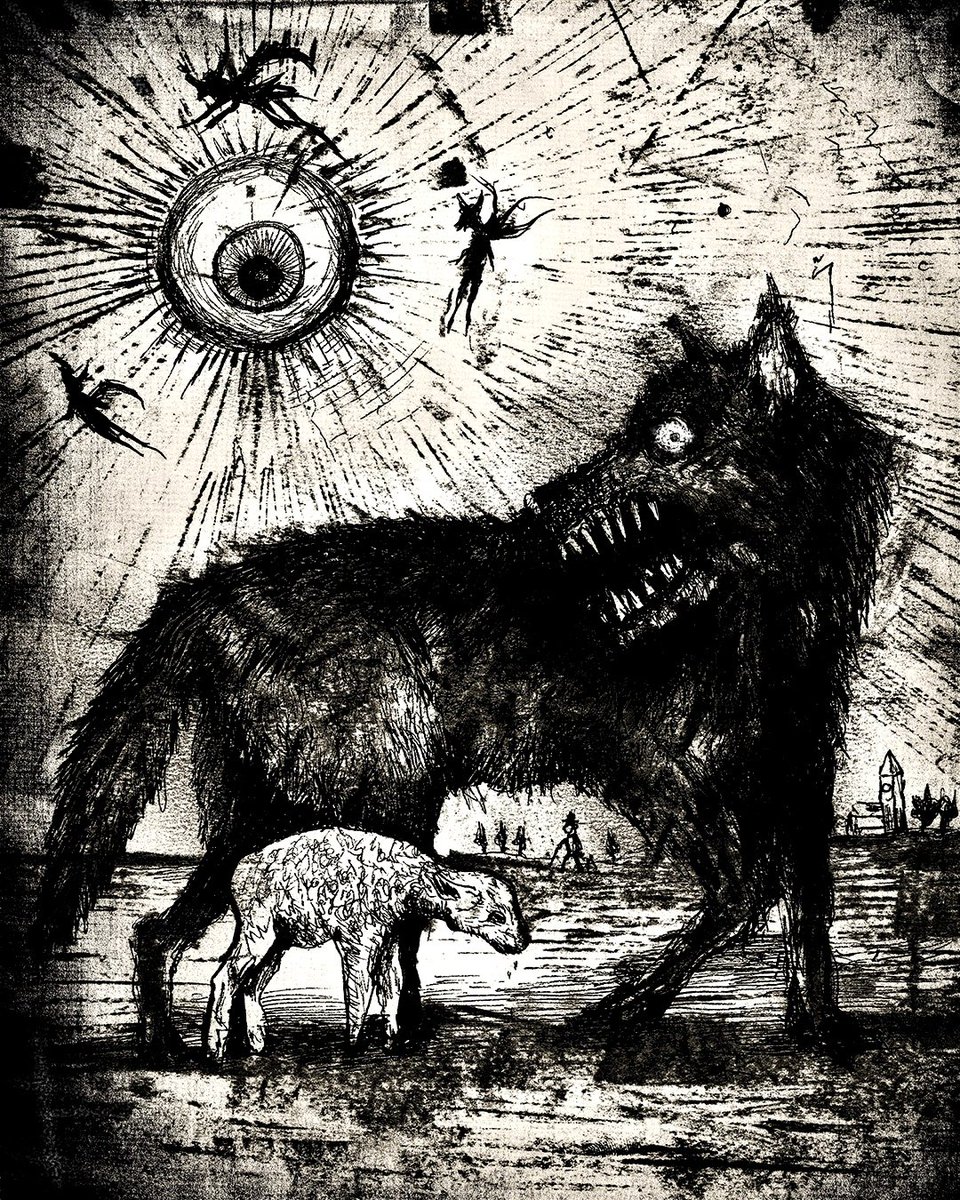 'little lamb'
Charcoal on A4

#artbrut #charcoaldrawing #contemporarydrawing #selftaughtart #folkhorror