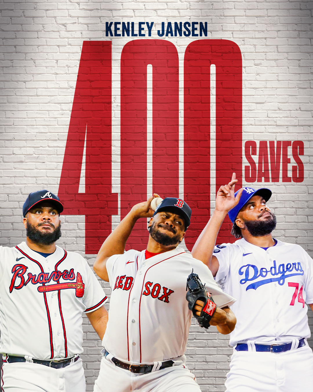 MLB on X: History for @kenleyjansen74. He becomes just the 7th pitcher  EVER with 400+ saves.  / X