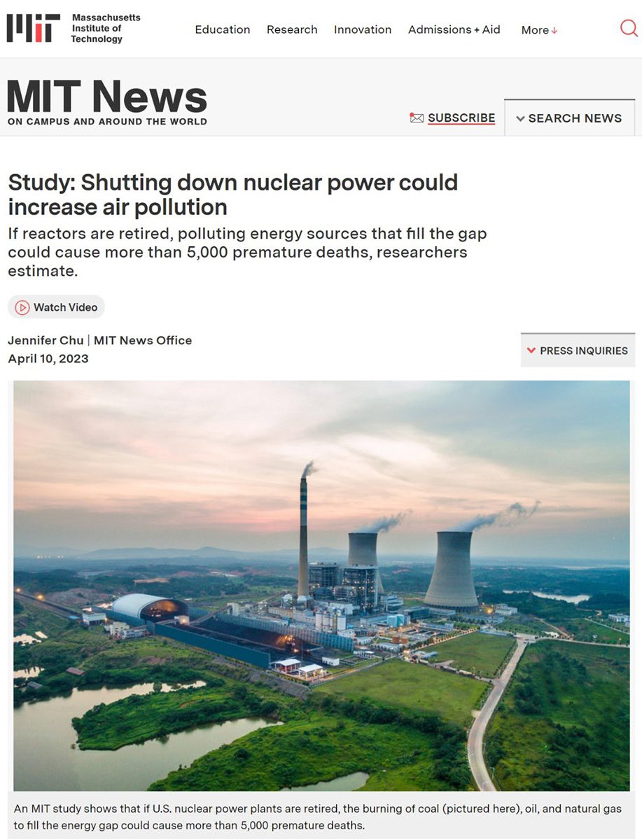 NuclearHazelnut's tweet image. Hey @Greenpeace, check out this:

An @MIT study on the impact of retiring nuclear reactors suggests that relying on polluting energy sources to fill the gap could cause over 5,000 premature deaths.

Let's prioritize safe, clean energy solutions for a sustainable future.…