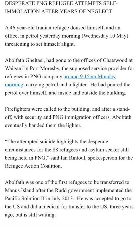 After 10 years of neglect, abuse, family separation, harm, denial of rights and loss of freedom we must urgently evacuate the remaining 110 people on PNG and Nauru.

#auspol