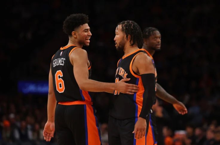 EnjoyBBall's tweet photo. Jalen Brunson and Quentin Grimes played all 48 minutes tonight in the Knicks’ win

Giving it their all 🫡 https://t.co/j0VhedDMG3