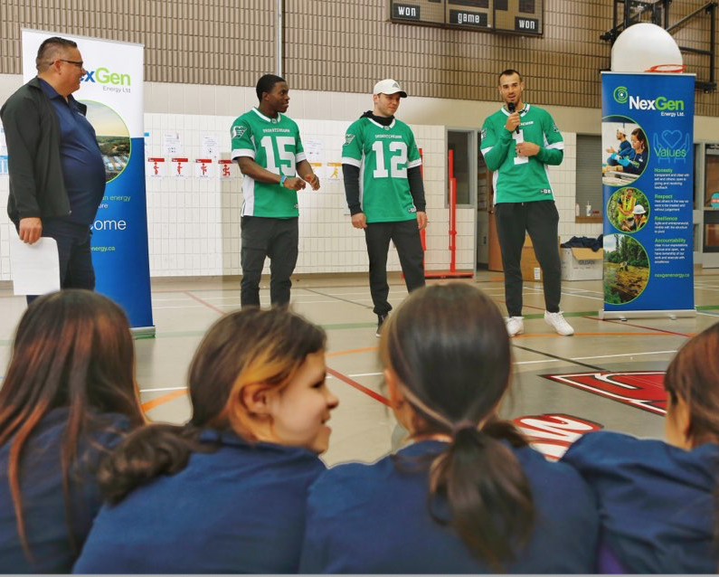 NexGenEnergy_'s tweet photo. At $NXE, we’re partnering with @SaskRoughRiders to build strong youth for strong communities. We’re proud to promote education and encourage youth to reach their full potential! #thisisnexgen #poweringpositivity @leighcuryer @travmcph https://t.co/EwSqmv7Vy1