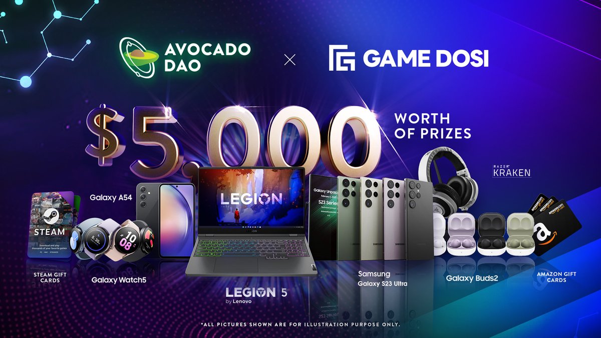 Avocado DAO๐ฅ (@avocadoguild) on Twitter photo ๐Win $5000 in Lenovo Laptop, Samsung Galaxy Phones, Earbuds, Watch, Gift Cards and More!๐ฅ
To enter, follow these steps:
1๏ธโฃFollow @game_dosi & <a href="/Avocadoguild/">Avocado DAO๐ฅ</a>
2๏ธโฃRT & Like this tweet
3๏ธโฃTag 3 friends
4๏ธโฃComplete this quest:
avocadodao.io/quests/game-doโฆ
Now - May 31stโ
Good luck!๐ ๐Win $5000 in Lenovo Laptop, Samsung Galaxy Phones, Earbuds, Watch, Gift Cards and More!๐ฅ
To enter, follow these steps:
1๏ธโฃFollow @game_dosi & <a href="/Avocadoguild/">Avocado DAO๐ฅ</a>
2๏ธโฃRT & Like this tweet
3๏ธโฃTag 3 friends
4๏ธโฃComplete this quest:
avocadodao.io/quests/game-doโฆ
Now - May 31stโ
Good luck!๐