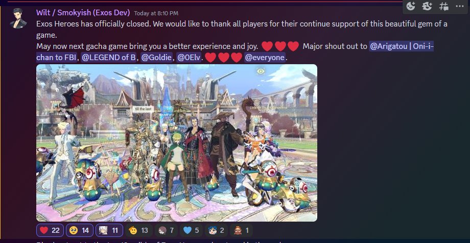 BuncakesFFXIV's tweet photo. RIP Exos Heroes #exosheroes; you were an amazing game until bad choices and greed came along. I'll always have fond memories of the amazing artwork and range of character designs <3 https://t.co/6MTAYT9TAp
