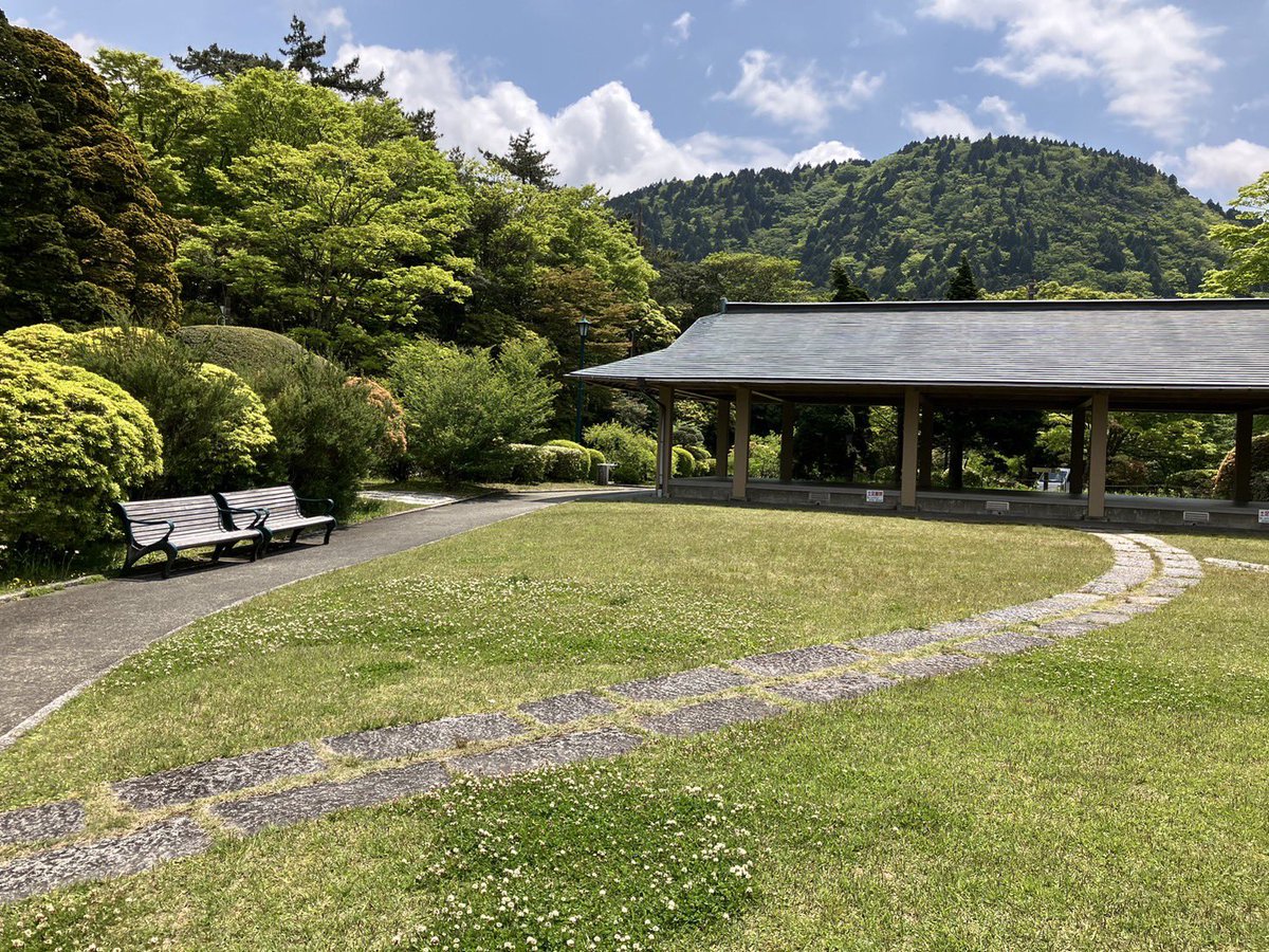 こんにちは🌳🐦

【11:10現在】
🌤天気：晴れ
🌡気温：15℃ 
🗻富士山 : ❌
🤧花粉 : やや多い
🍃風 : やや強め
🏵見頃 : #新緑、#ツツジ、#藤 

晴れていますが、西の空?に雲多しです☁️☁️
#山のホテル さんのツツジはピークは過ぎたようですが、遅咲き品種の花がまだ愉しめるそうです💕