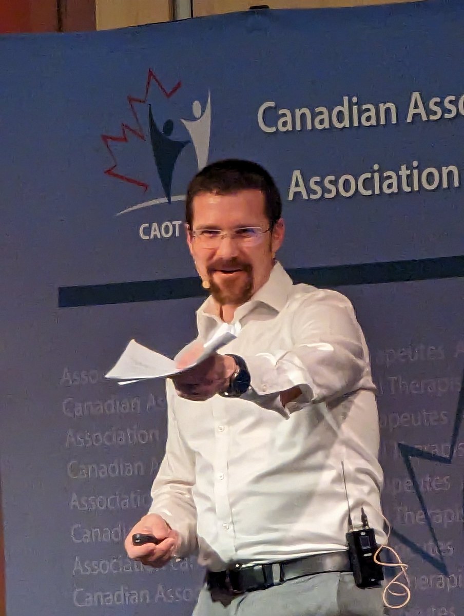 CAOT president, Phillip Wendt in his keynote, talking about "toast man." Having a role gives a sense of #belonging and meaning. #OT365 #CAOT2023 <a href="/CAOT_ACE/">CAOT_ACE</a>