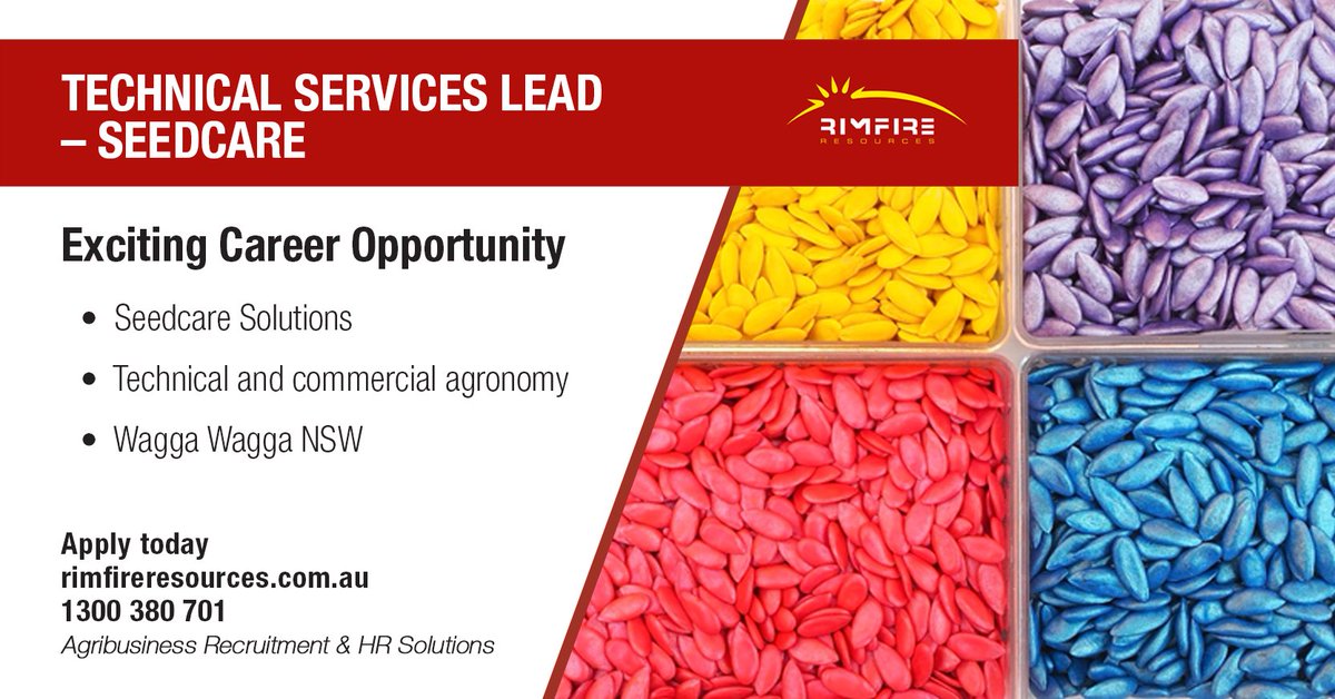Be the "go to" specialist with your agronomic knowledge and commercial understanding

Apply today: adr.to/dmoaiai

#agronomy #seedcare #agriculture #agribusiness #agjobs #jobs #rimfireresources