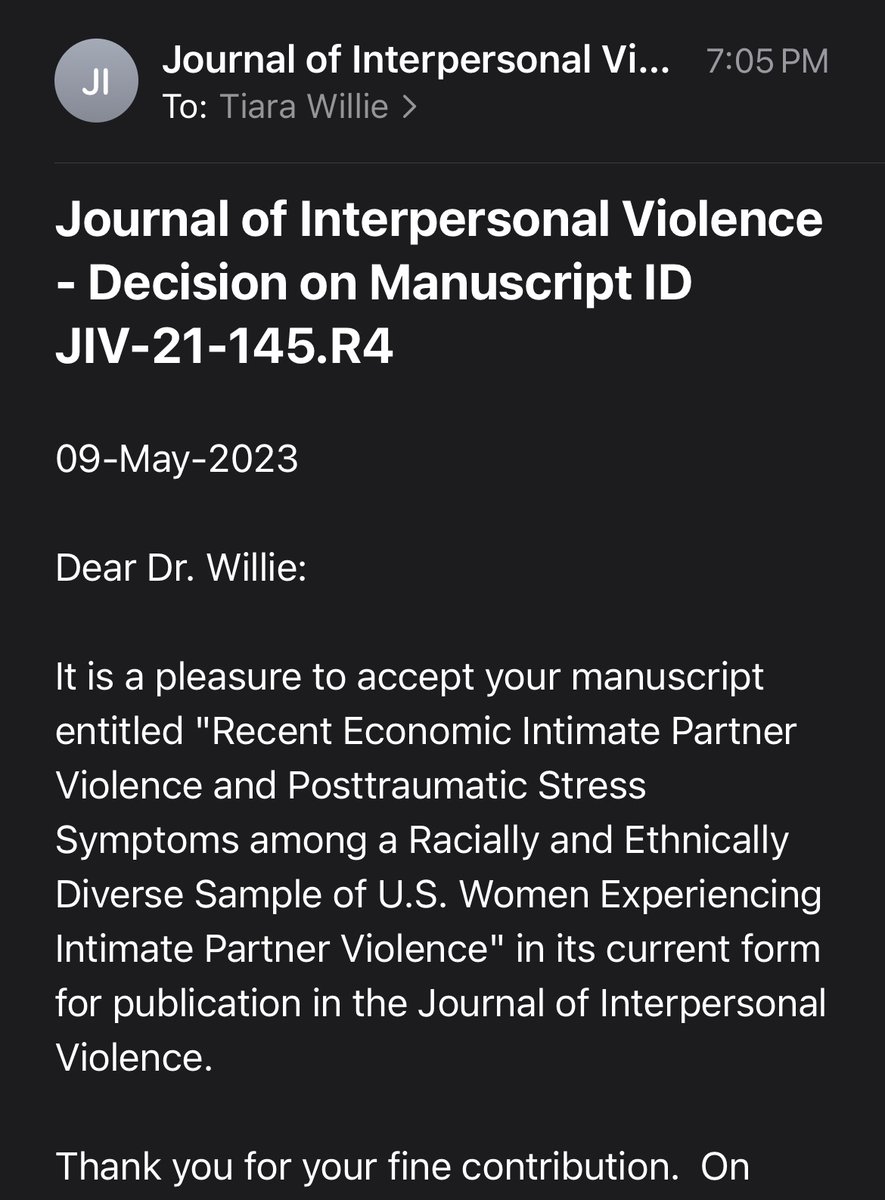 Dr. Tiara C. Willie (@tiaracwillie) on Twitter photo A labor of love! Two years and four revisions later, our manuscript was accepted. Another fine contribution on economic abuse, #mentalhealth and intersectionality 🥳
Collab w/ <a href="/kamilaalexander/">Kamila A. Alexander</a> <a href="/speed_tracer00/">Trace Kershaw</a> <a href="/LaurelSharpless/">Dr. Laurel Sharpless</a> <a href="/JessicaZemlak/">Jessica Zemlak</a> and Megan Smith A labor of love! Two years and four revisions later, our manuscript was accepted. Another fine contribution on economic abuse, #mentalhealth and intersectionality 🥳
Collab w/ <a href="/kamilaalexander/">Kamila A. Alexander</a> <a href="/speed_tracer00/">Trace Kershaw</a> <a href="/LaurelSharpless/">Dr. Laurel Sharpless</a> <a href="/JessicaZemlak/">Jessica Zemlak</a> and Megan Smith