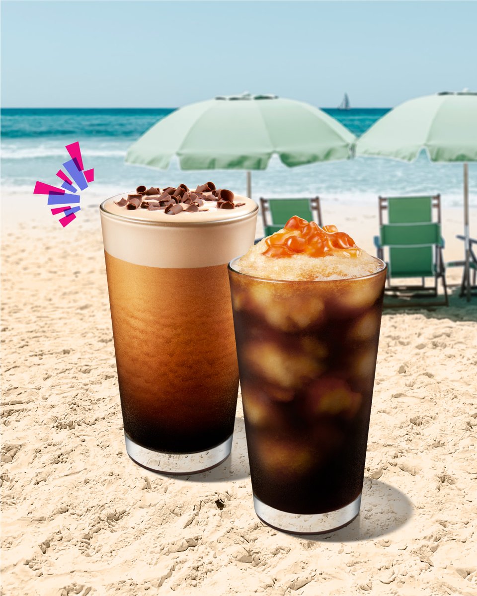 starbucksph's tweet photo. Sippin' on summer vibes with the ALL-NEW cool and refreshing Summer drinks. 😎

Cool off with the Okayama Peach Apple Cold Brew and Belgium Chocolate Cream Nitro Cold Brew today. #SummerOutLoud https://t.co/rgnwpEXTf9