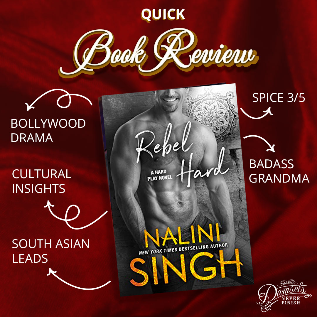 DamselsNeverFin's tweet photo. Here is a #quickbookreview by one of our damsels. What's an #asianromancebook you recommend?
.
Book: Rebel Hard by @NaliniSingh #bookreview #spicyread #romancebooks #desibook #booktok #nalinisingh #asianromance https://t.co/YNOp9N37CN