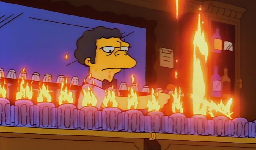 altapeli's tweet photo. Del origen de #LlamaradaMoe a los chistes que nacieron como relleno. 10 curiosidades sobre #LosSimpson: https://t.co/uuDcbRSyCV https://t.co/wZZ0K5poEM