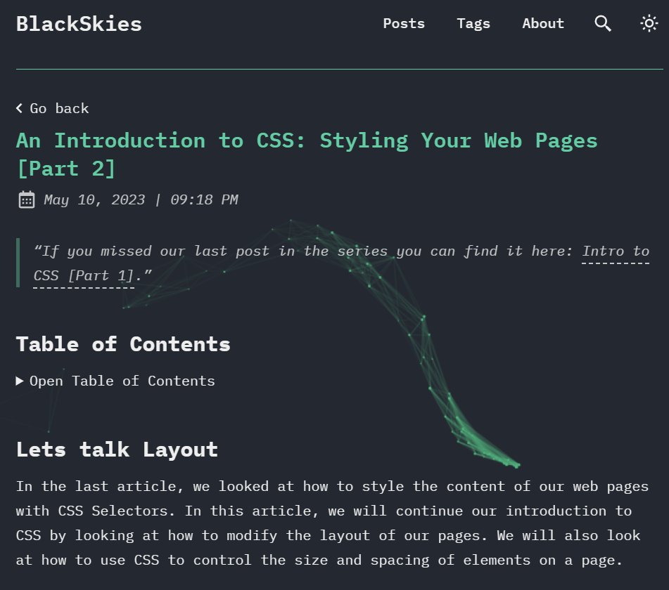 Are you new to CSS and wondering how to style your web pages? Check out my latest article on the basics of CSS, including a list of tags and code examples! #CSS #webdesign #codingtips

blackskies.net/posts/3-intro_…