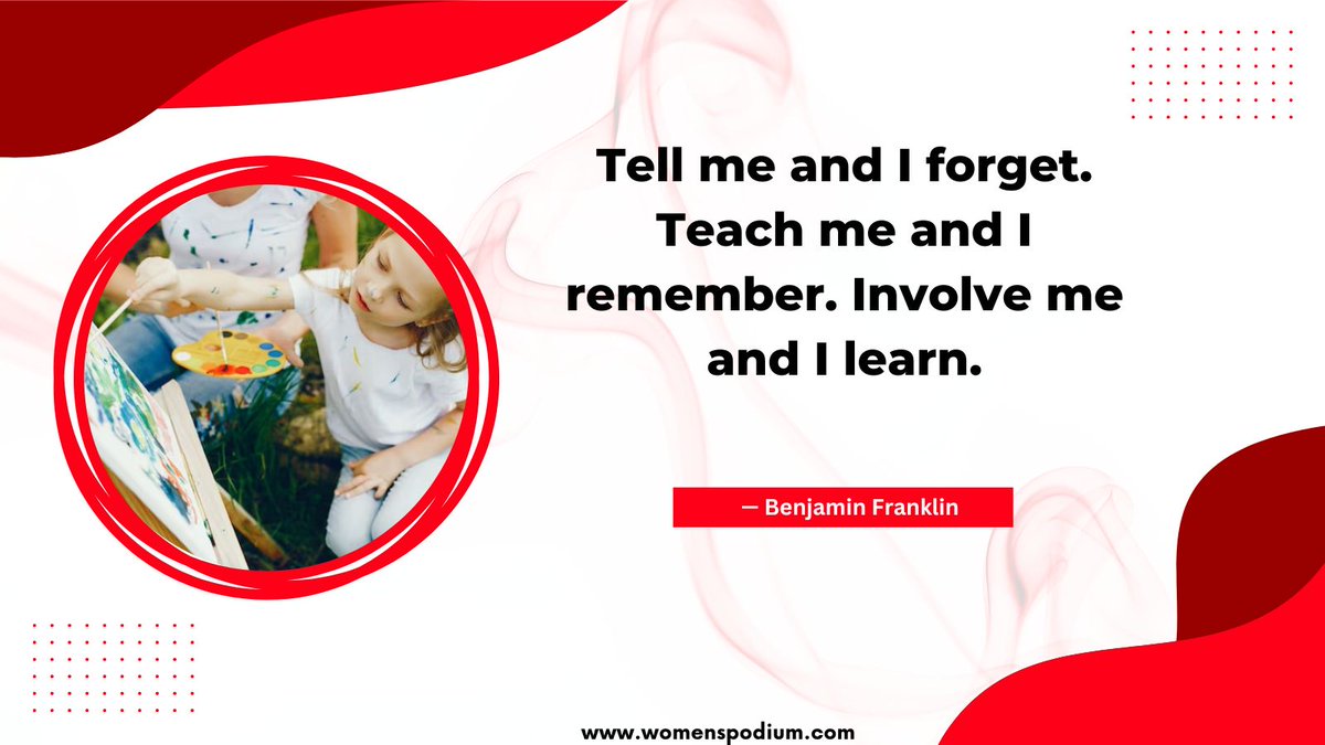 Tell me and I forget. Teach me and I remember. Involve me and I learn. — Benjamin Franklin
#womenspodium #teachyourkids #teachyourself #teaching #teachyourheartout #involvement #involveinactivity #stayactive #teachingprocess #letthemdoit #doyourthing #dowhatyoulove