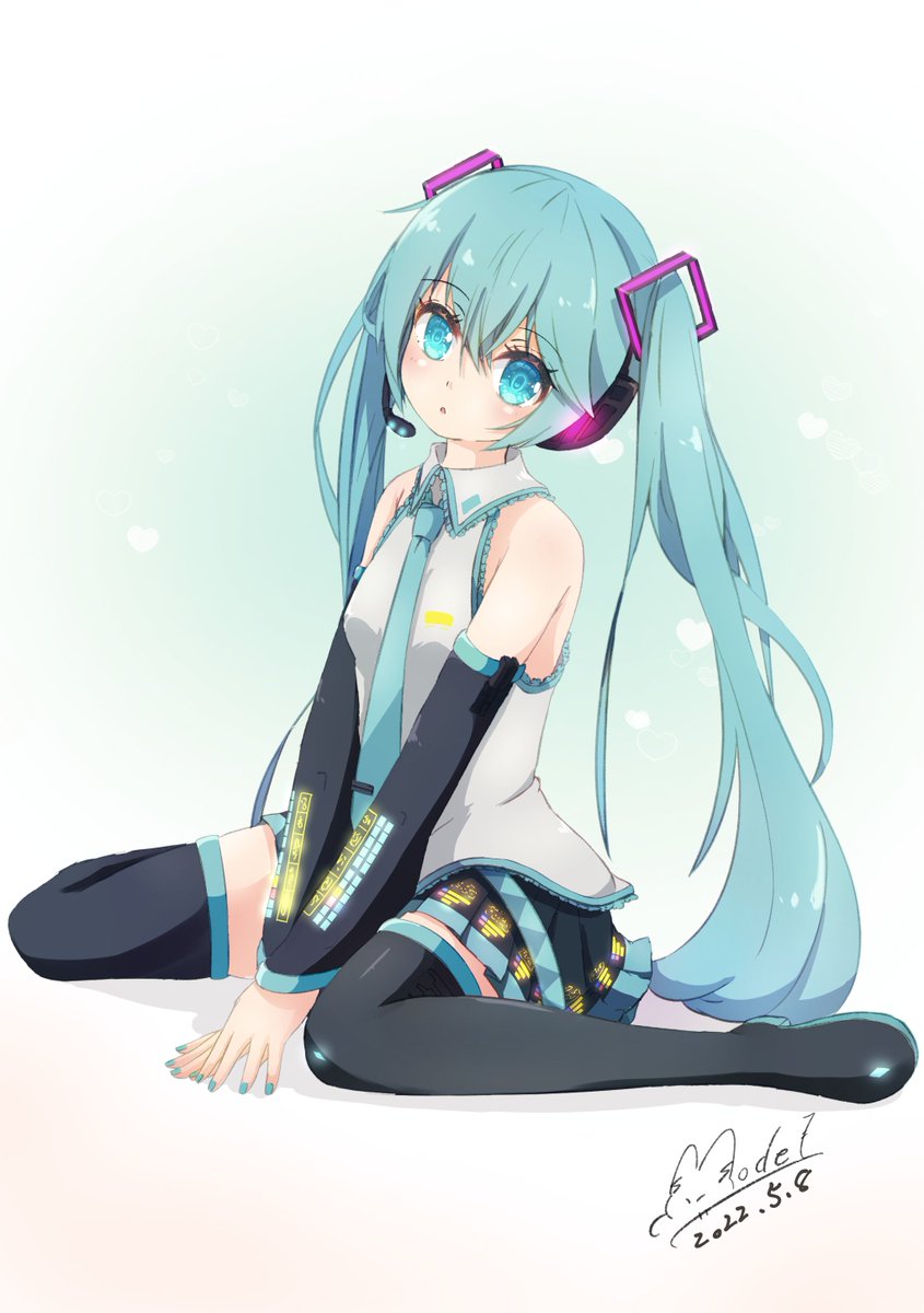 初音ミク「もでさんのミクさん!ぺたんとお座りしている姿が可愛いホー(*'艸`*)ほわっと優」|piapro(ピアプロ)のイラスト