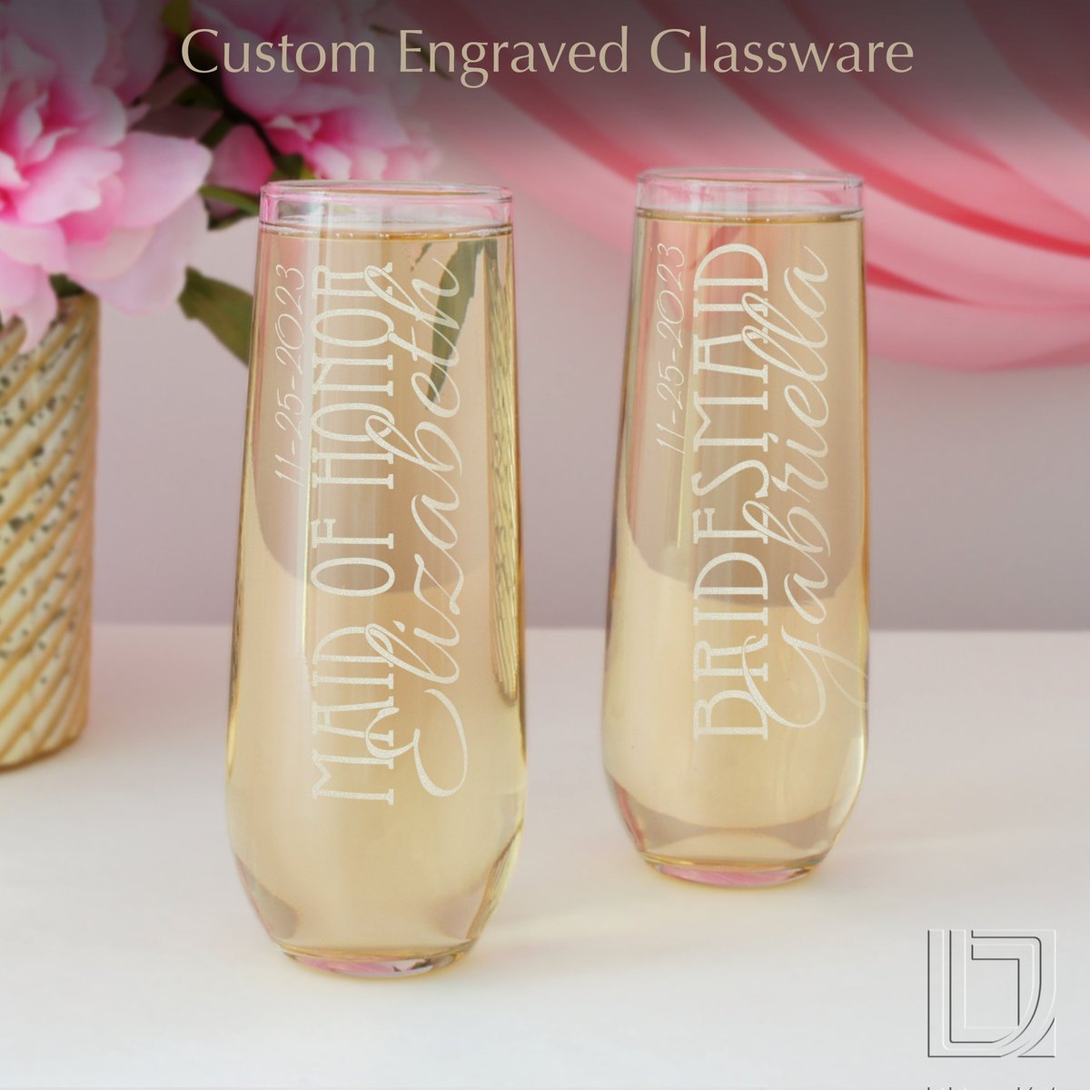 ★★★★★ 'Seller did such an amazing job with these glasses for my bridesmaids! They verified the design prior to them starting the order which was very nice! Excellent work overall, thank you so much!🩷' @DesignstheLimit on Etsy at designsthelimit.etsy.com