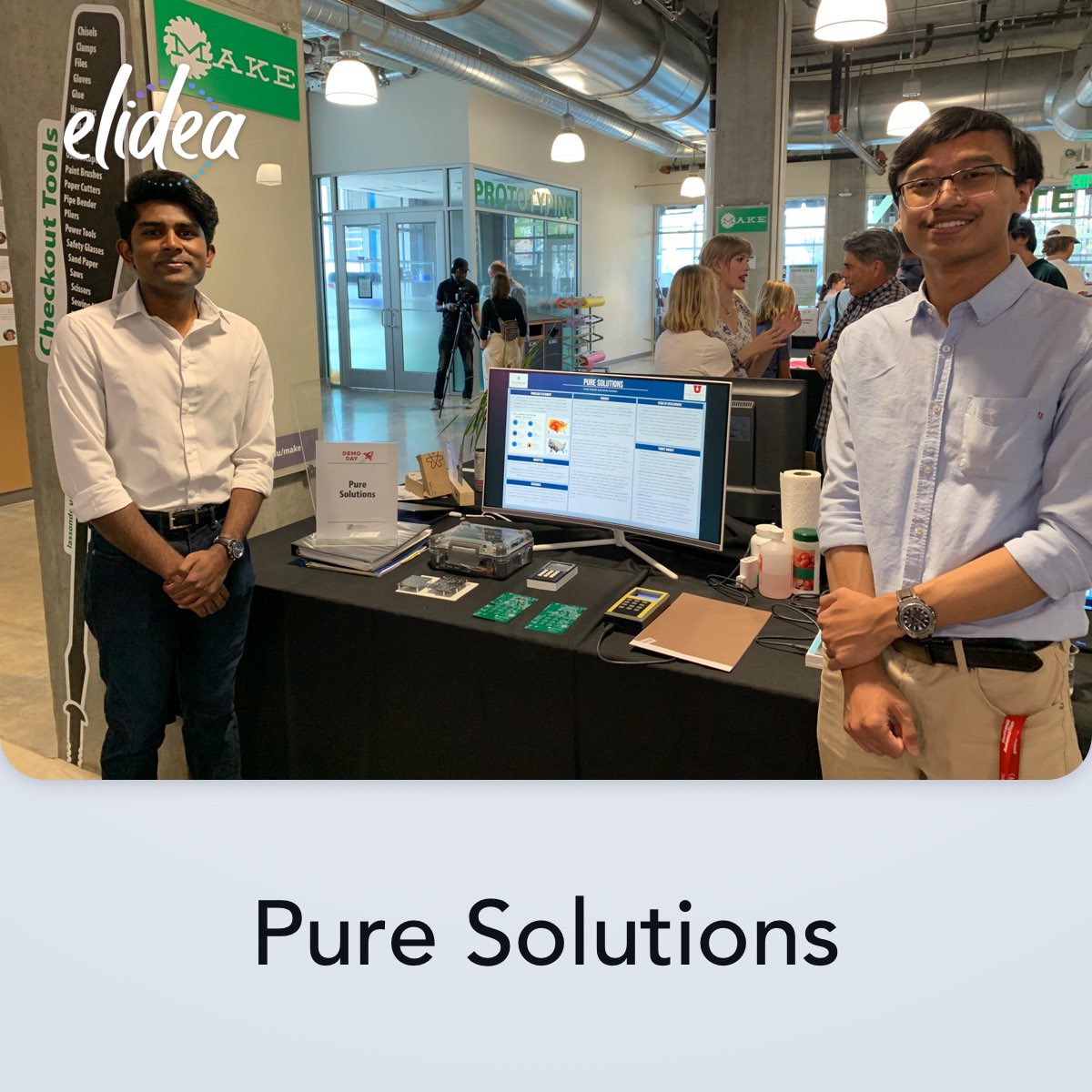 ElideaInc's tweet photo. Pure Solutions gave us an awesome preview at Demo Day at the Lassonde Entrepreneur Institute! A promising effort that aims to democratize water safety. Elidea sees a bright future ahead. #Elidea #GigEconomy #GenZ #Millennials #entrepreneurlife #innovation #ideation #rennaissance https://t.co/Qp0layDmqT