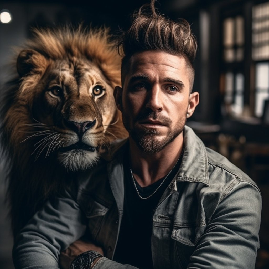 GenerativeBoops's tweet image. Influencers posing with vicious animals. #midjourney51 #midjourney #AIArtCommunity #AIArt #AIArtwork