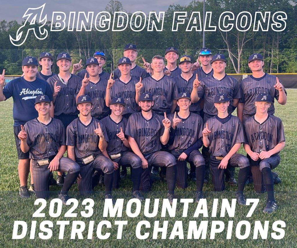 AHS 9 Ridgeview 3. @JettHumphreys14 WP, 6IP, 8Ks. @AidanWoodsy 2Hits, 3RBI @DanielFellhaue1 2Hits, RBI @BeckettDotson & @ElijahParks2025 w/RBI . With the win, the Falcons are the 2023 M7 District Champs! AHS ends their regular season at Union tomorrow at 6pm.