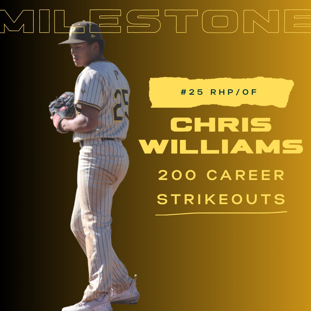 After the Top of the 4th inning, Senior Chris Williams picked up career Strikeout #200 on his 6th of the night on Senior Night.