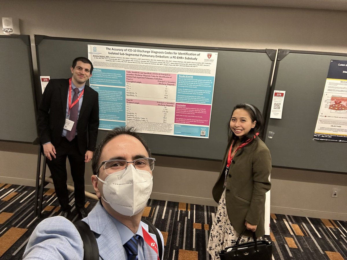 AntoineBejjani_'s tweet photo. Delighted to present our work at the #AHA vascular discovery! We evaluated the accuracy of #ICD-10 discharge diagnosis codes to identify isolated sub-segmental #PE. Low sensitivity and PPV. Codes are poor & of little use clinically and for research (not validated)!
@CandrikaDini https://t.co/e97swj17pe